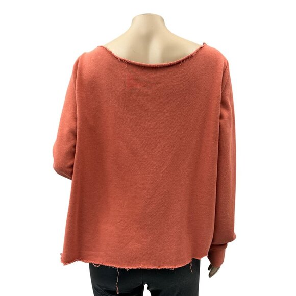 Lauren Conrad Custom Cut Peace Love Sunshine Boxy Crop Sweater Rust Orange L - Picture 2 of 10